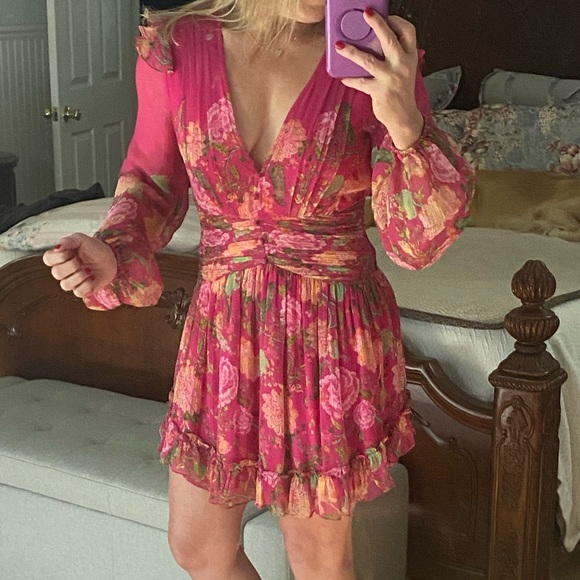 Rococo Sand Chloe fuchsia short floral flower dress NWT RETAIL $397 size small - Picture 13 of 16
